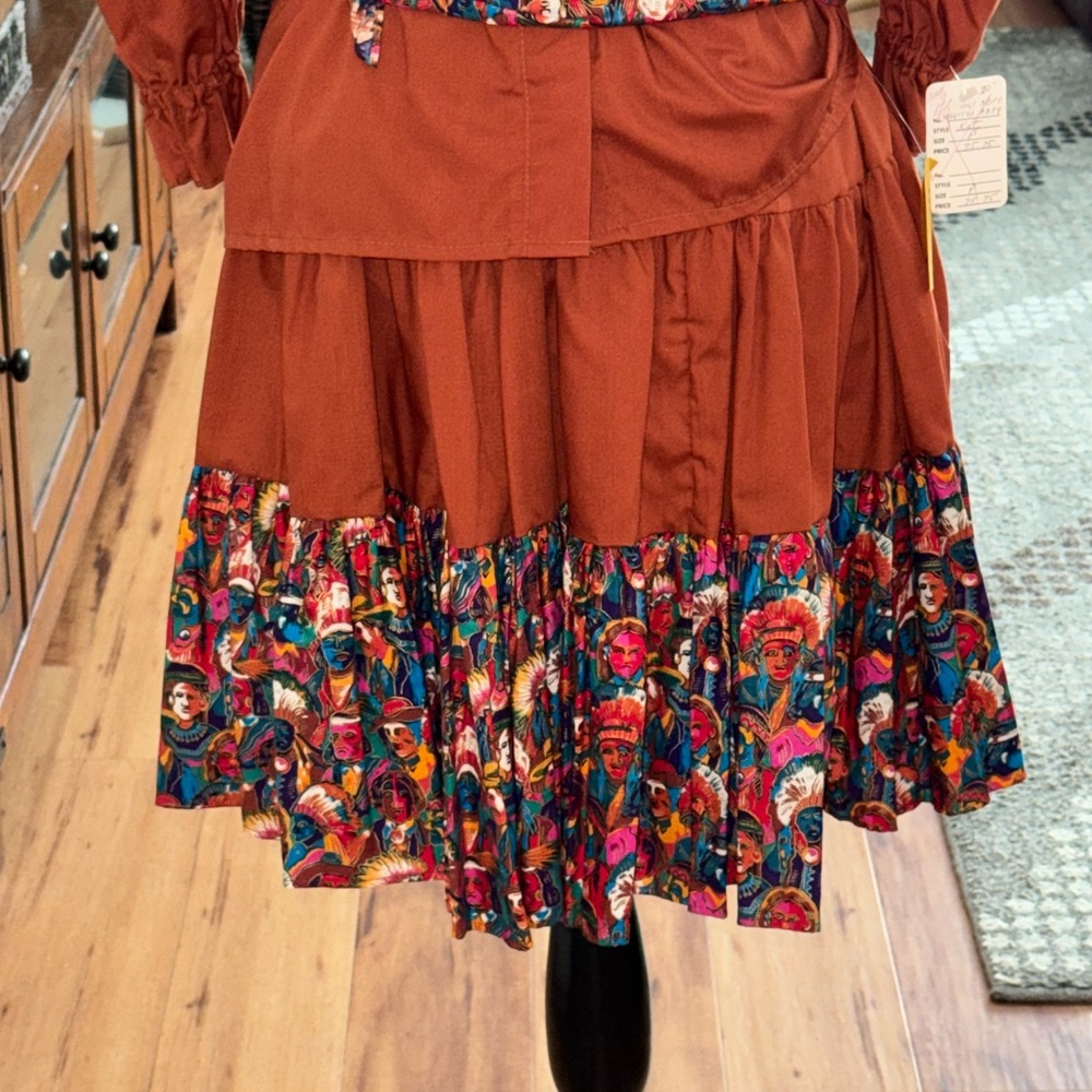 Kate Schorer NWT western Native Indian print vintage top/skirt Unique set S/M - Picture 5 of 15